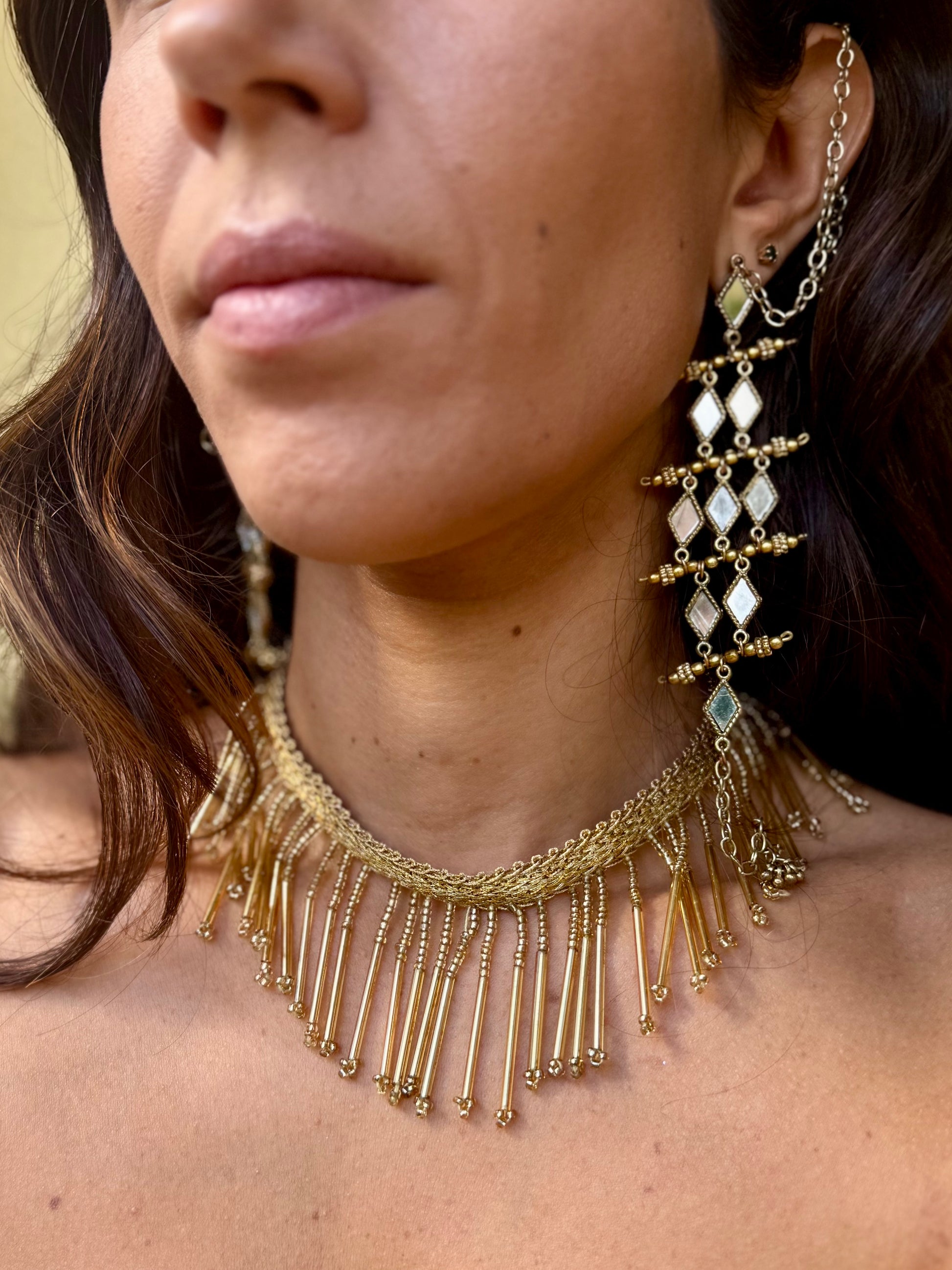 gold bead necklace indian style choker