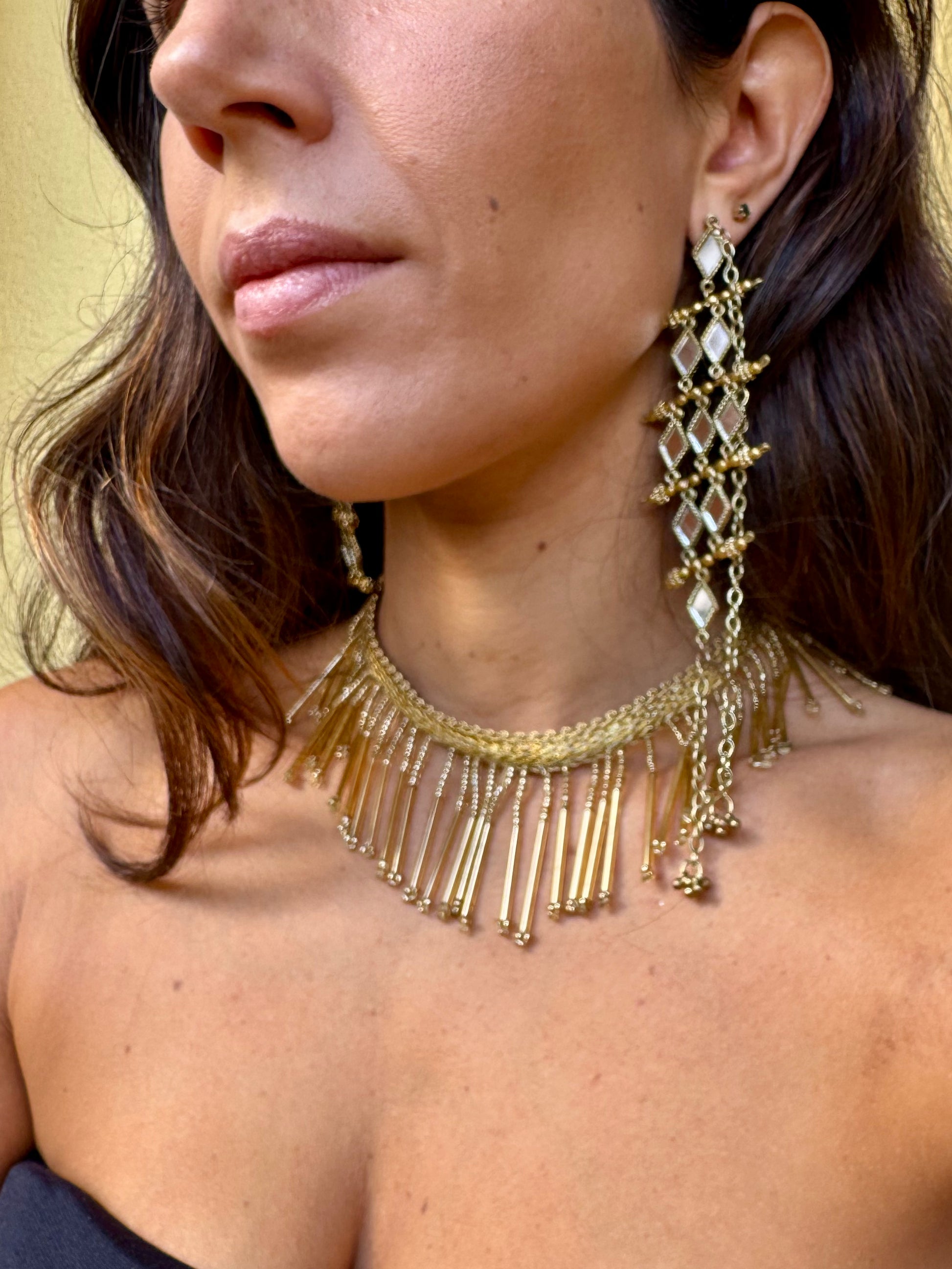 indian bead necklace gold style choker